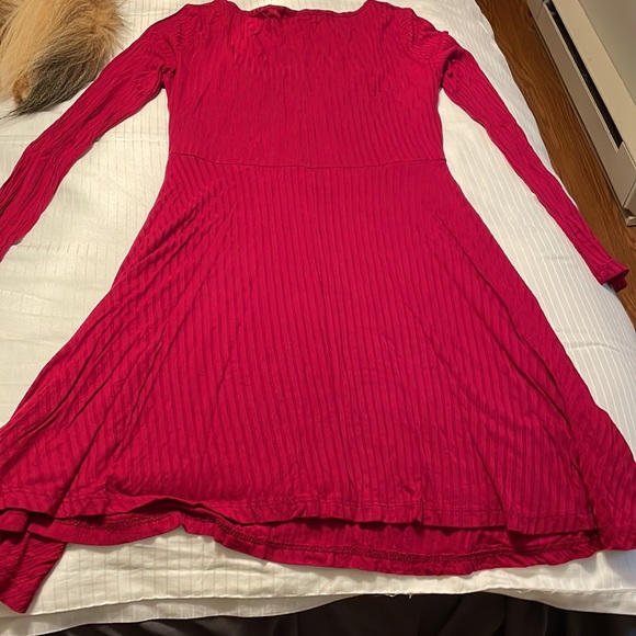 Lulus Maroon/Wine long sleeve skater dress. (Pup not for sale haha) - Picture 3 of 4